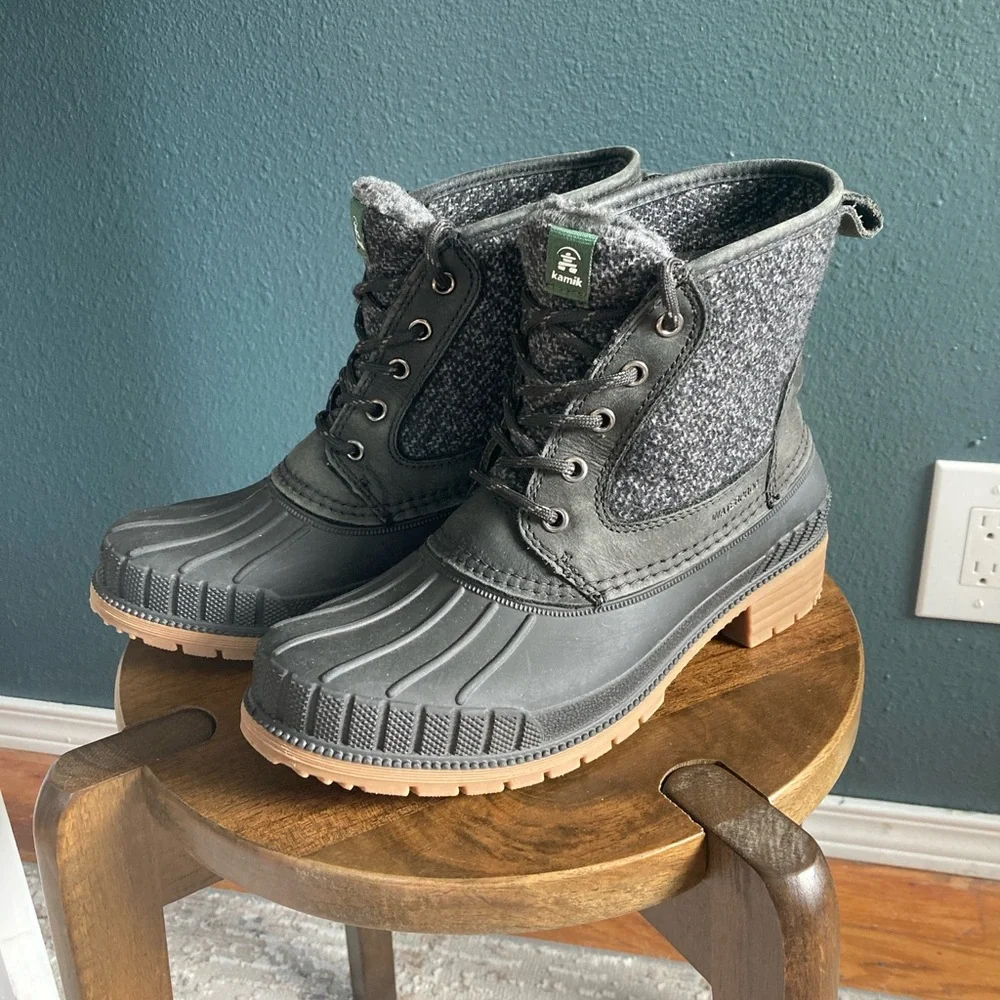 Kamik Women's Grey and Tan Winter Rain Boots